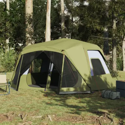 The Living Store Šotor za kampiranje za 10 oseb zelen vodoodporen - Šotor Za Kampiranje