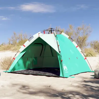 The Living Store Šotor za plažo za 3 osebe zelen za hitro postavitev vodoodporen - Šotor Za Plažo