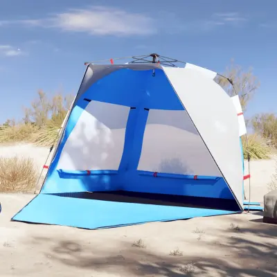 The Living Store Šotor za plažo za 3 osebe moder za hitro postavitev vodoodporen - Šotor Za Plažo