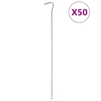 The Living Store Klini za šotor 50 kosov 30 cm Ø7 mm pocinkano jeklo - Klin Za Šotor