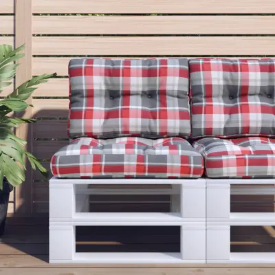 The Living Store Blazine za palete 2 kosa rdeče karo blago - Blazina Za Palete