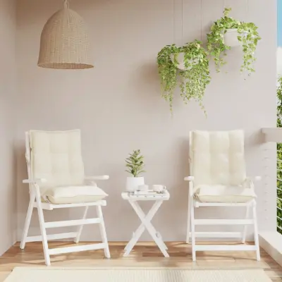 The Living Store Blazina za stol 2 kosa krem oxford tkanina - Blazina Za Stol Z Nizkim Naslonjalom