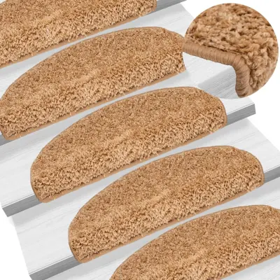 The Living Store Preproge za stopnice 10 kosov 65x21x4 cm bež - Preproga Za Stopnice