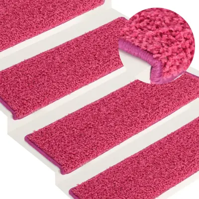 The Living Store Preproge za stopnice 15 kosov 65x21x4 cm roza - Preproga Za Stopnice