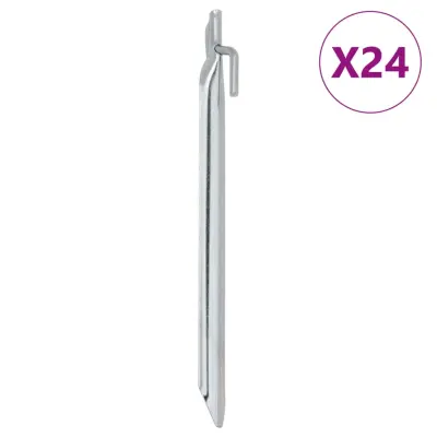 The Living Store Klini za šotor 24 kosov U oblika 25 cm Ø20 mm pocinkano jeklo - Klin Za Šotor