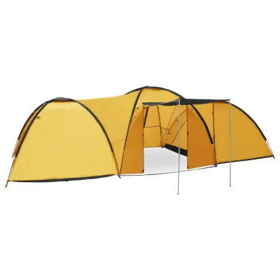 The Living Store Šotor za kampiranje iglu 650x240x190 cm za 8 oseb rumen - Šotor Za Kampiranje