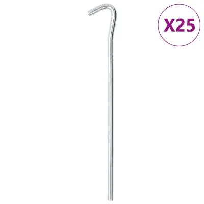The Living Store Klini za šotor 25 kosov 23 cm Ø7 mm pocinkano jeklo - Klin Za Šotor