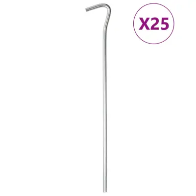 The Living Store Klini za šotor 25 kosov 23 cm Ø5 mm pocinkano jeklo - Klin Za Šotor