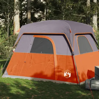 The Living Store Šotor za kampiranje za 4 osebe oranžen vodoodporen - Šotor Za Kampiranje