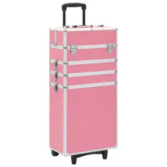 The Living Store Voziček za ličila iz aluminija roza - Voziček Za Ličila