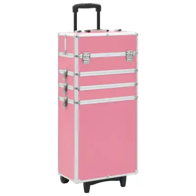The Living Store Voziček za ličila iz aluminija roza - Voziček Za Ličila