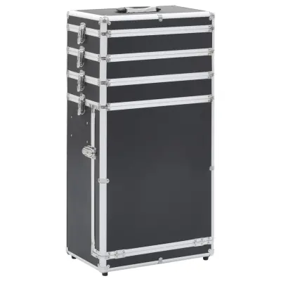 The Living Store Voziček za ličila iz aluminija črn - Voziček Za Ličila