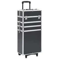 The Living Store Voziček za ličila iz aluminija črn - Voziček Za Ličila