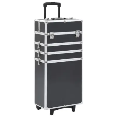 The Living Store Voziček za ličila iz aluminija črn - Voziček Za Ličila