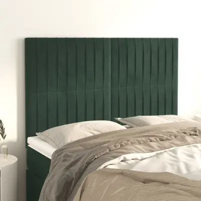 The Living Store Posteljno vzglavje 4 kosa temno zelen 72x5x78/88 cm žamet - Vzglavje