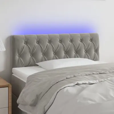 The Living Store LED posteljno vzglavje svetlo sivo 90x7x78/88 cm žamet - LED Vzglavje