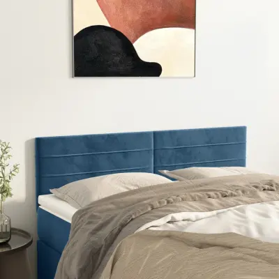 The Living Store Posteljno vzglavje 2 kosa temno modro 72x5x78/88 cm žamet - Vzglavje