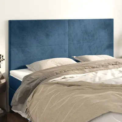 The Living Store Posteljno vzglavje 4 kosa temno moder 90x5x78/88 cm žamet - Vzglavje