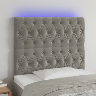 The Living Store LED posteljno vzglavje svetlo sivo 90x7x118/128 cm žamet - LED Vzglavje