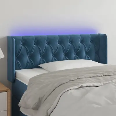 The Living Store LED posteljno vzglavje temno modro 93x16x78/88 cm žamet - LED Vzglavje