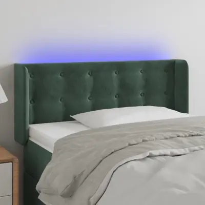 The Living Store LED posteljno vzglavje temno zeleno 83x16x78/88 cm žamet - LED Vzglavje