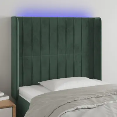 The Living Store LED posteljno vzglavje temno zeleno 103x16x118/128 cm žamet - LED Vzglavje