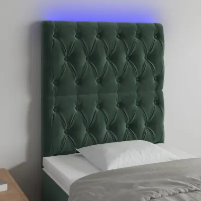 The Living Store LED posteljno vzglavje temno zeleno 80x7x118/128 cm žamet - LED Vzglavje