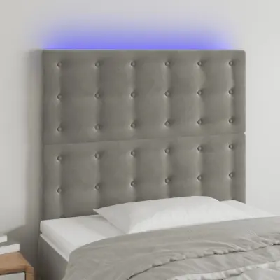 The Living Store LED posteljno vzglavje svetlo sivo 90x5x118/128 cm žamet - LED Vzglavje
