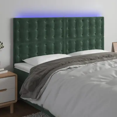 The Living Store LED posteljno vzglavje temno zeleno 180x5x118/128 cm žamet - LED Vzglavje