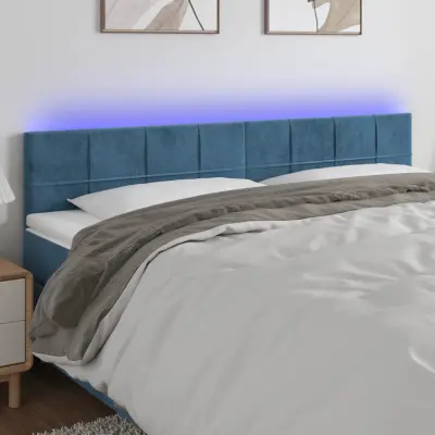 The Living Store LED posteljno vzglavje temno modro 160x5x78/88 cm žamet - LED Vzglavje