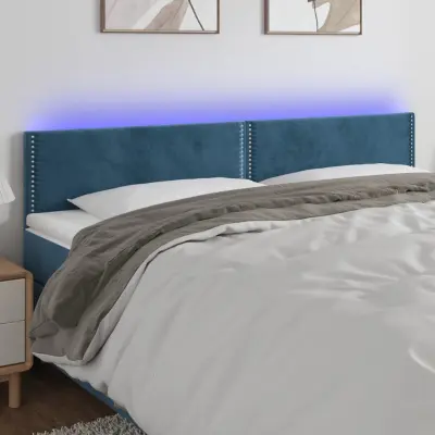 The Living Store LED posteljno vzglavje temno modro 160x5x78/88 cm žamet - LED Vzglavje