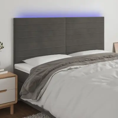 The Living Store LED posteljno vzglavje temno sivo 160x5x118/128 cm žamet - LED Vzglavje