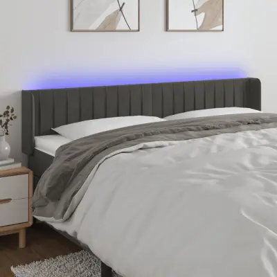 The Living Store LED posteljno vzglavje temno sivo 163x16x78/88 cm žamet - LED Vzglavje