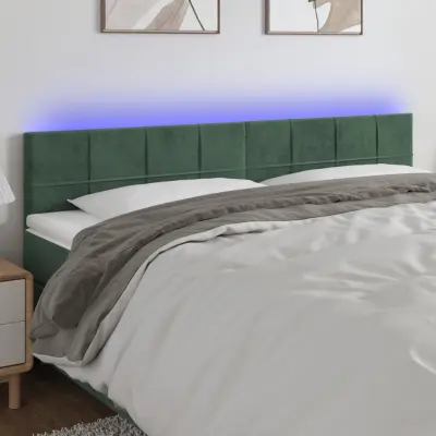 The Living Store LED posteljno vzglavje temno zeleno 200x5x78/88 cm žamet - LED Vzglavje