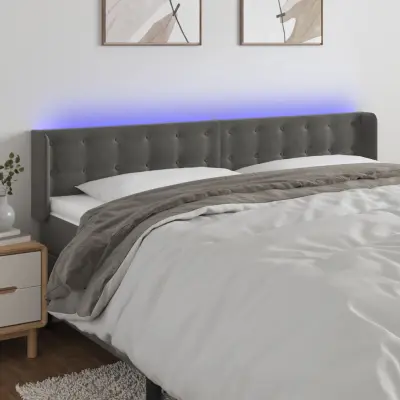 The Living Store LED posteljno vzglavje temno sivo 163x16x78/88 cm žamet - LED Vzglavje