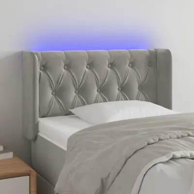 The Living Store LED posteljno vzglavje svetlo sivo 83x16x78/88 cm žamet - LED Vzglavje