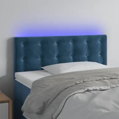 The Living Store LED posteljno vzglavje temno modro 90x5x78/88 cm žamet - LED Vzglavje