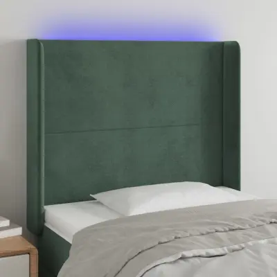 The Living Store LED posteljno vzglavje temno zeleno 83x16x118/128 cm žamet - LED Vzglavje