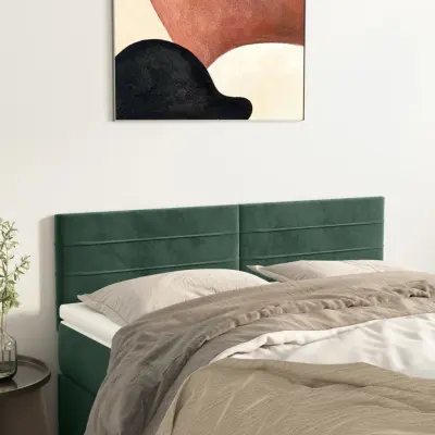 The Living Store Posteljno vzglavje 2 kosa temno zeleno 72x5x78/88 cm žamet - Vzglavje