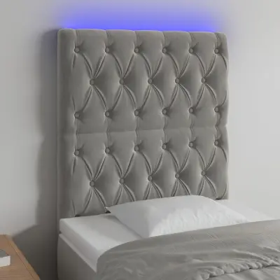 The Living Store LED posteljno vzglavje svetlo sivo 80x7x118/128 cm žamet - LED Vzglavje