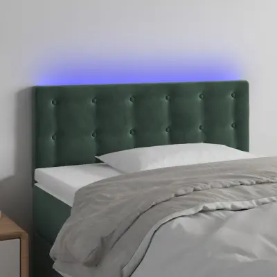 The Living Store LED posteljno vzglavje temno zeleno 90x5x78/88 cm žamet - LED Vzglavje