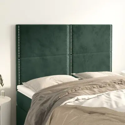 The Living Store Posteljno vzglavje 4 kosa temno zelen 72x5x78/88 cm žamet - Vzglavje