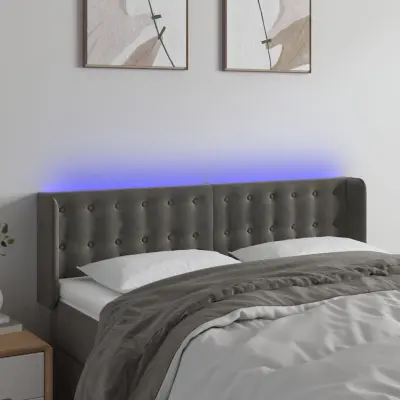 The Living Store LED posteljno vzglavje temno sivo 147x16x78/88 cm žamet - LED Vzglavje