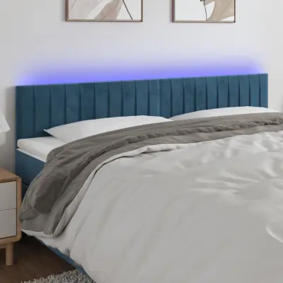 The Living Store LED posteljno vzglavje temno modro 180x5x78/88 cm žamet - LED Vzglavje