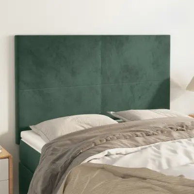 The Living Store Posteljno vzglavje 4 kosa temno zelen 72x5x78/88 cm žamet - Vzglavje