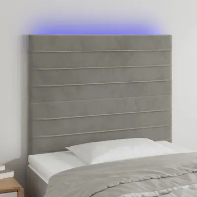 The Living Store LED posteljno vzglavje svetlo sivo 90x5x118/128 cm žamet - LED Vzglavje