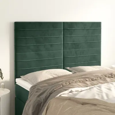 The Living Store Posteljno vzglavje 4 kosa temno zelen 72x5x78/88 cm žamet - Vzglavje