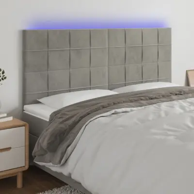 The Living Store LED posteljno vzglavje svetlo sivo 160x5x118/128 cm žamet - LED Vzglavje