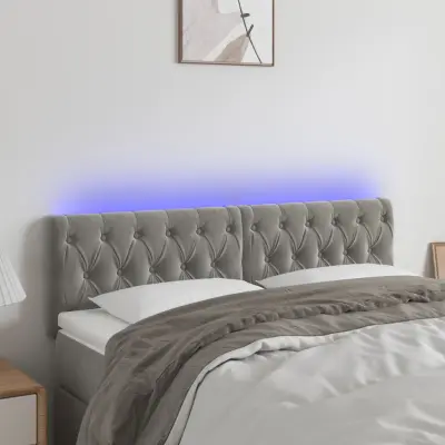 The Living Store LED posteljno vzglavje svetlo sivo 144x7x78/88 cm žamet - LED Vzglavje