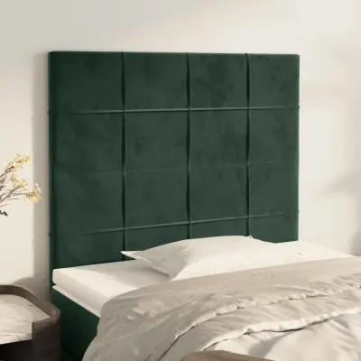 The Living Store Posteljno vzglavje 2 kosa temno zeleno 90x5x78/88 cm žamet - Vzglavje